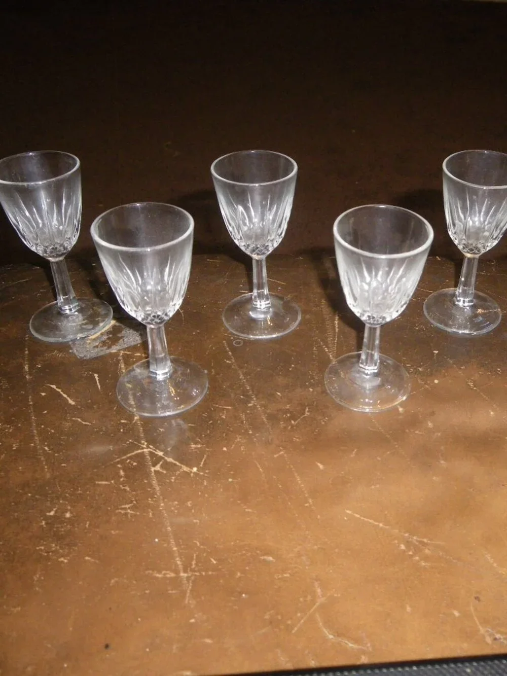 6 Vintage Small Cordial Wine Liquor Glasses 1 oz.